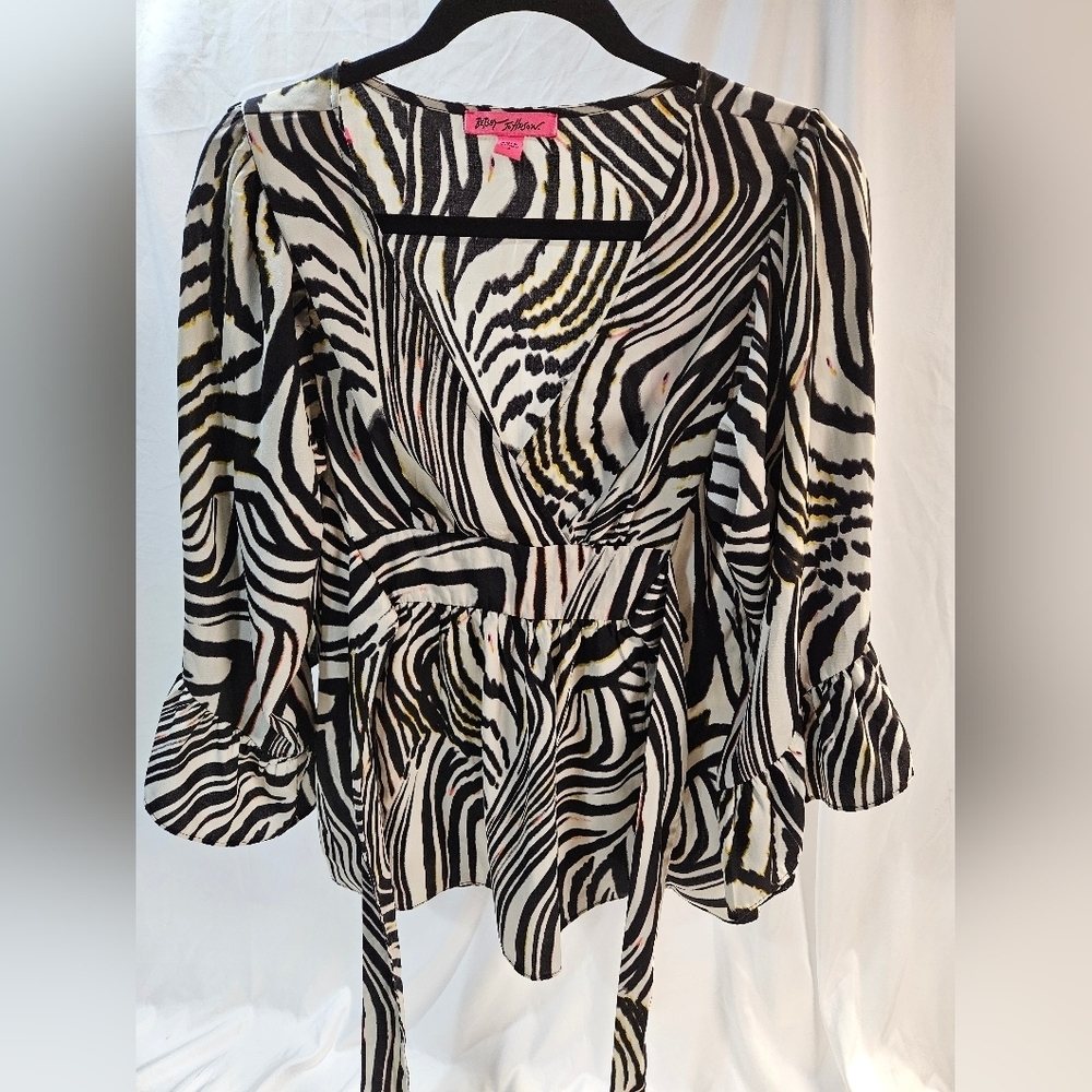 Betsey Johnson Dress Small Retro 70's Print black white